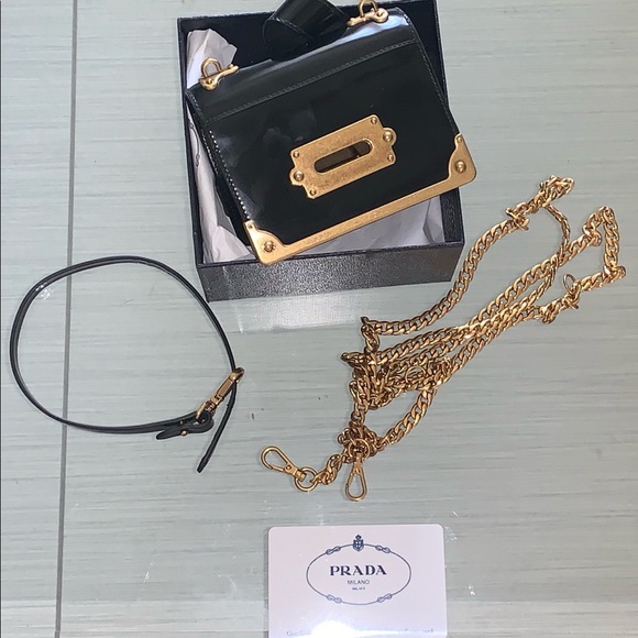 Prada Handbags - Prada Cahier Patent Leather Minibag